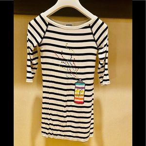 RYKIEL ENFANT SONIA RYKIEL GIRLS WHITE/BLACK STRIPED DRESS - SIZE 8